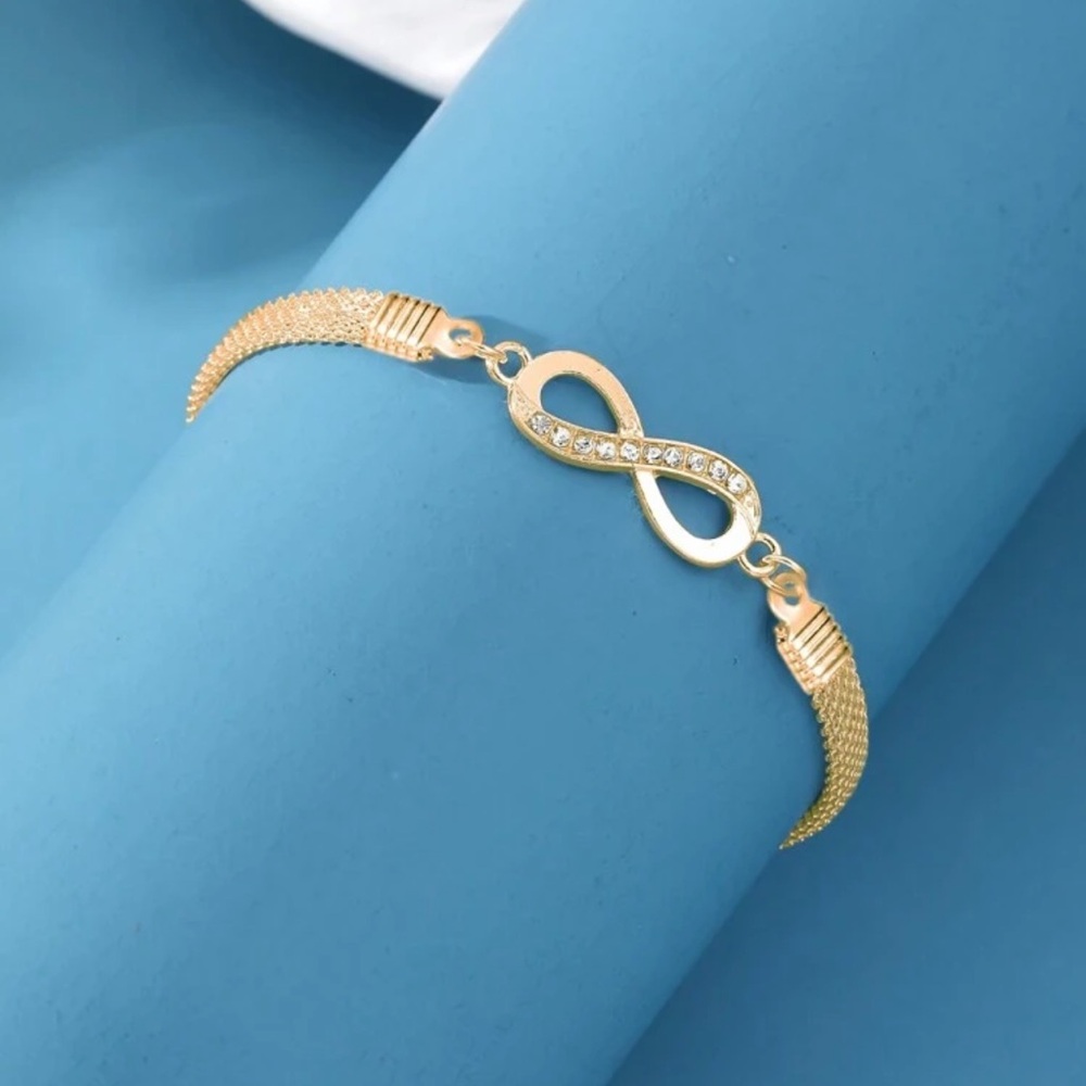 1 Pc Women's Octagonal Gold Bracelet Infinity Love Gift For Couples Luxury - Picture 3 of 5